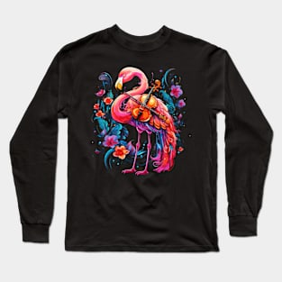 Flamingo Playing Violin Long Sleeve T-Shirt